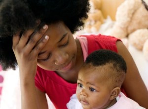 Teenage mother and baby